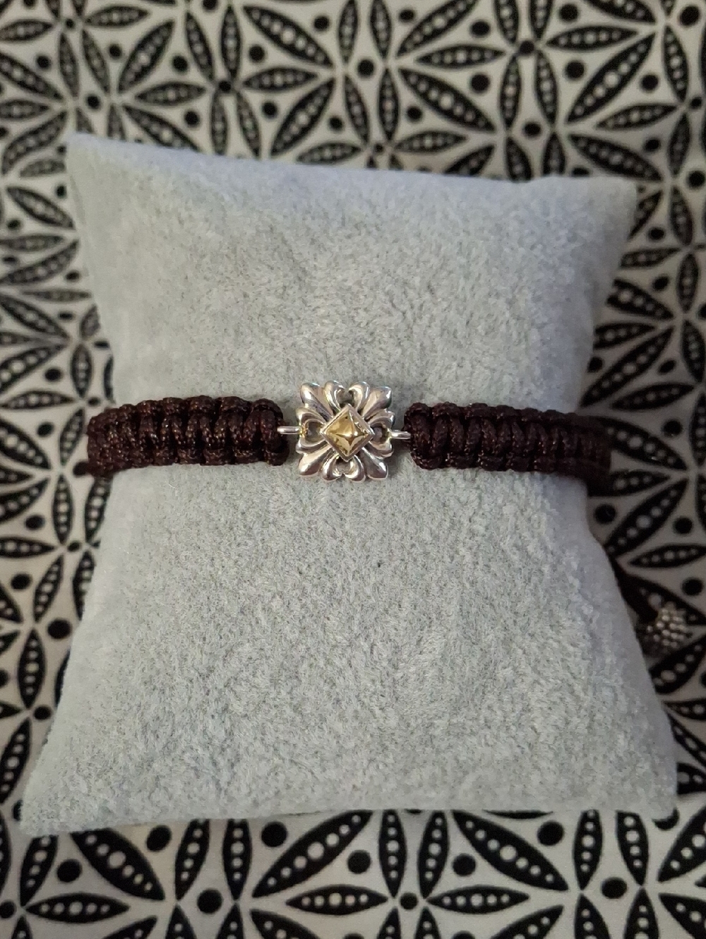 LAGOS Brown Cord Bracelet with Sterling Silver & 18k Gold Floral Accent